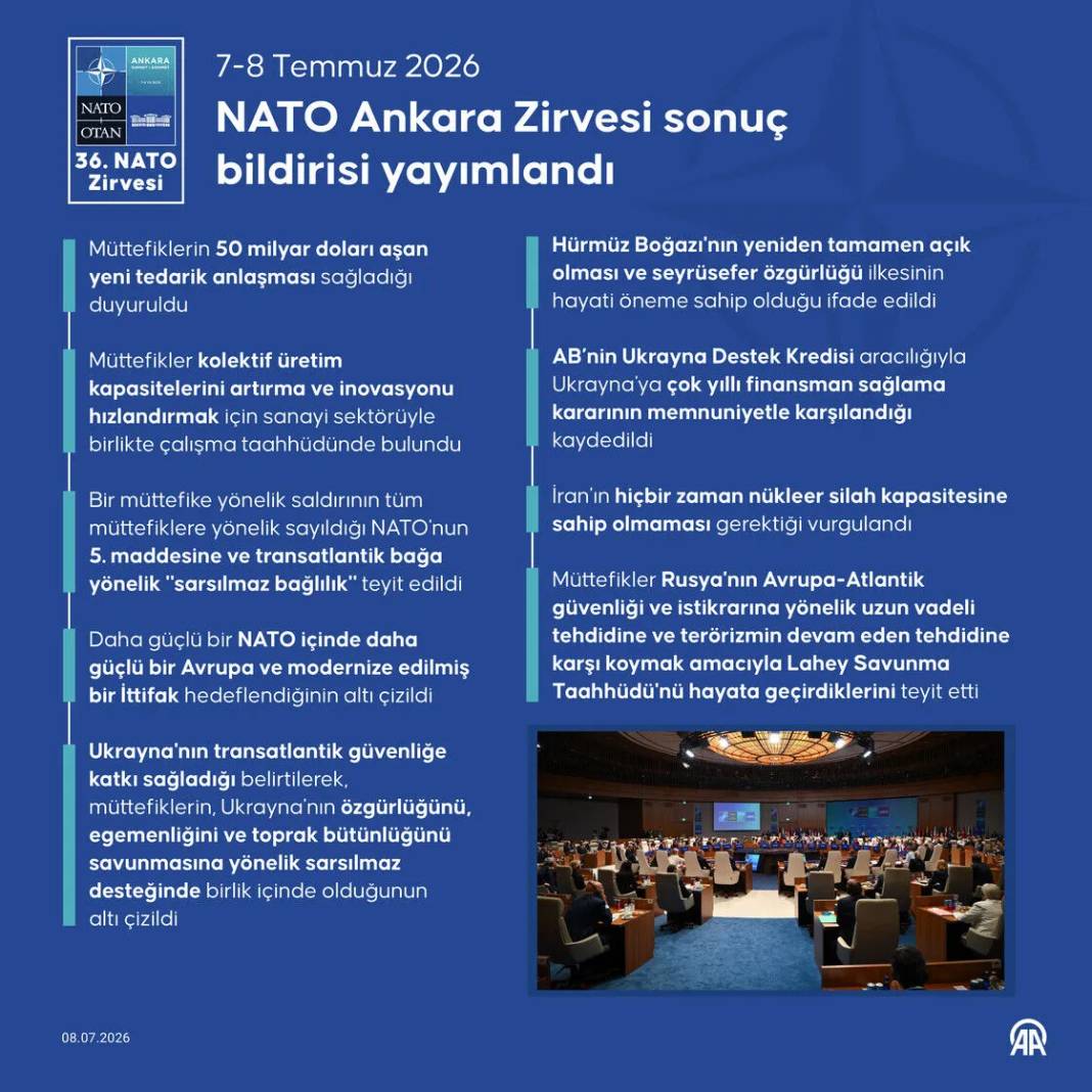 7-8 Temmuz 2026 NATO Ankara Zirvesi sonuç bildirisi yayımlandı 1